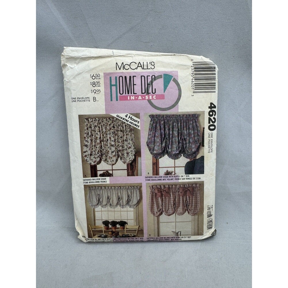McCall's 4260 Home Dec in a Sec Sewing Pattern Crafts